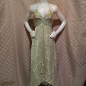 Elegant Green Paisley Dress